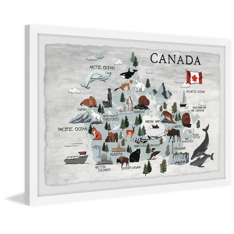'Wild Canada Map' Framed Painting Print