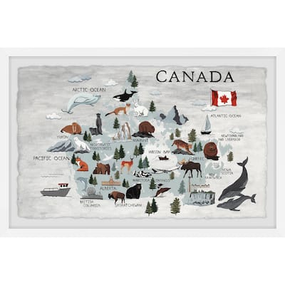 'Wild Canada Map' Framed Painting Print