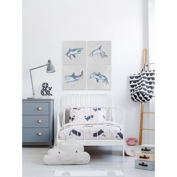 Moving Sharks Quadriptych Overstock 30802647
