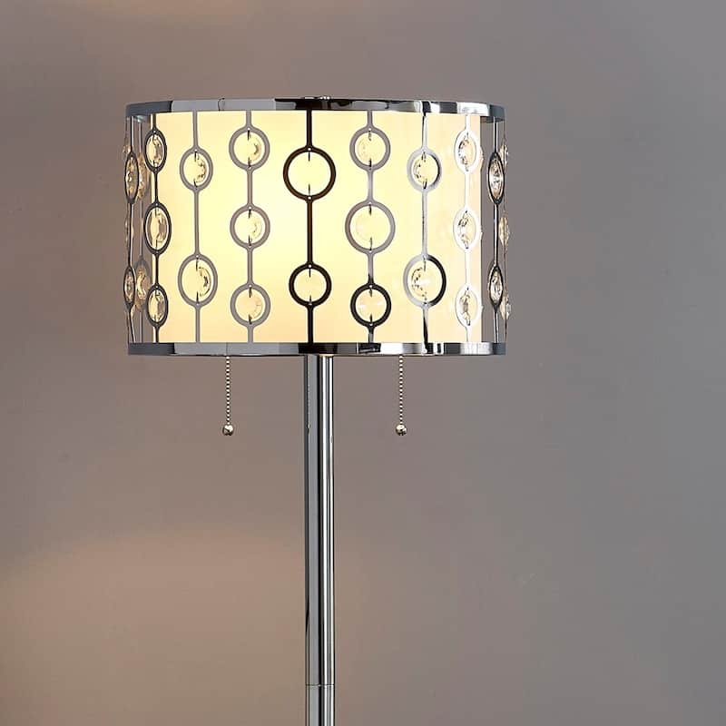GLIMMER 2-light Metal and Crystal Floor Lamp - 61"H