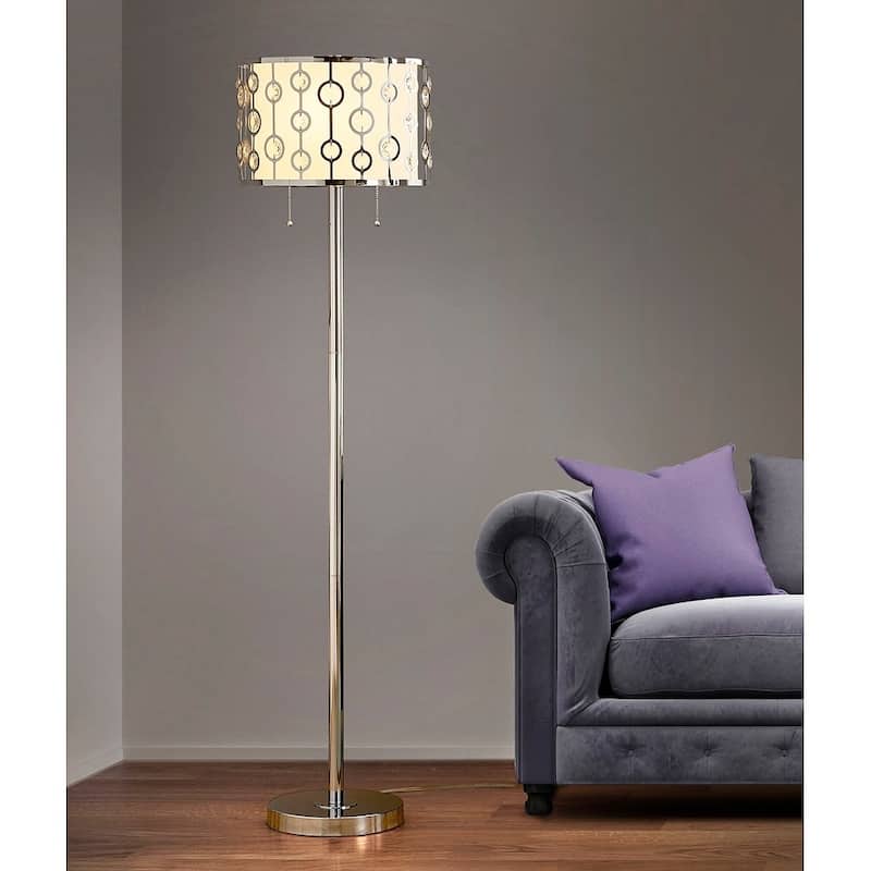 GLIMMER 2-light Metal and Crystal Floor Lamp - 61"H