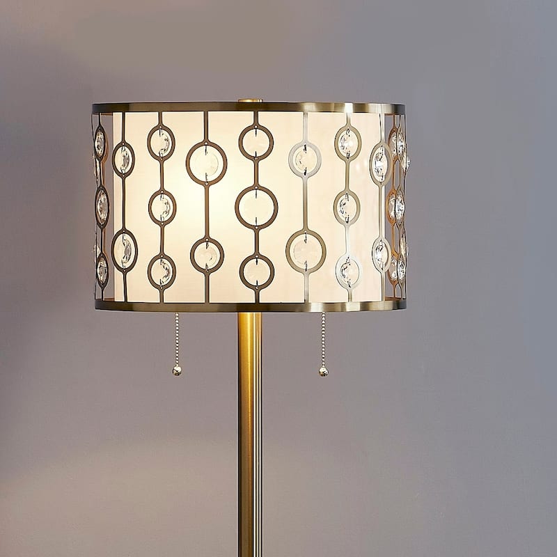 GLIMMER 2-light Metal and Crystal Floor Lamp - 61"H