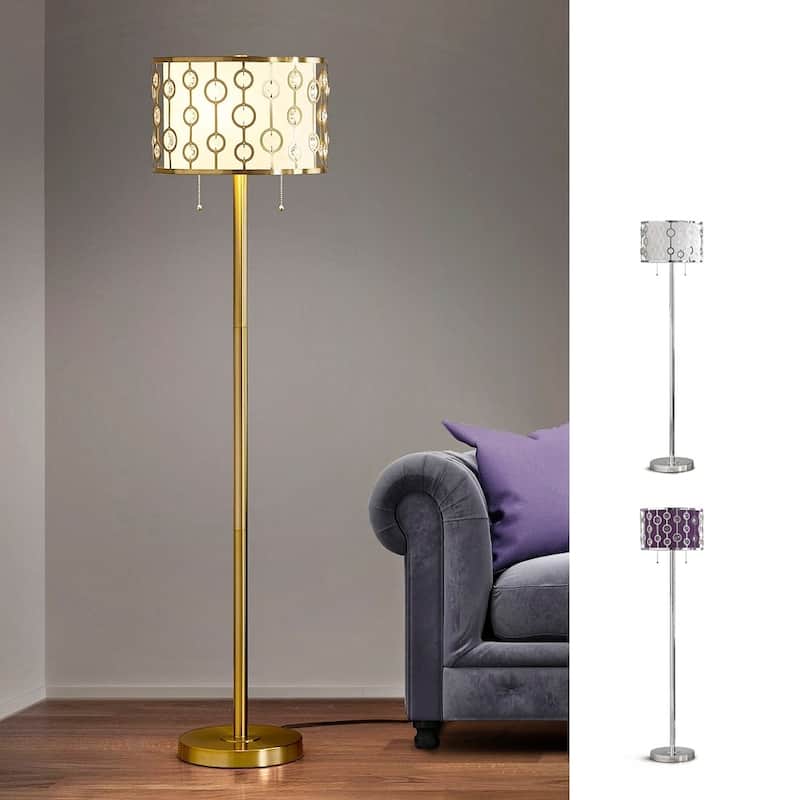 GLIMMER 2-light Metal and Crystal Floor Lamp - 61"H