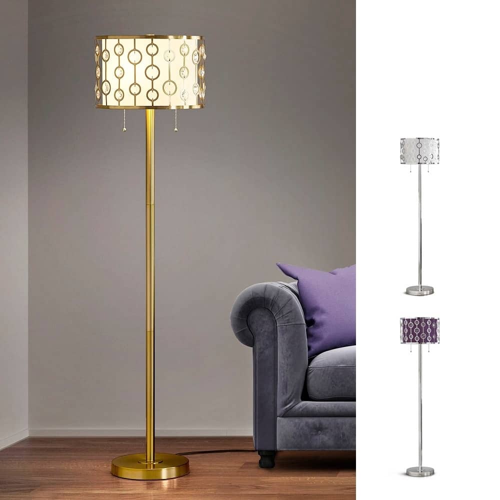 GLIMMER 2-light Metal and Crystal Floor Lamp - 61"H