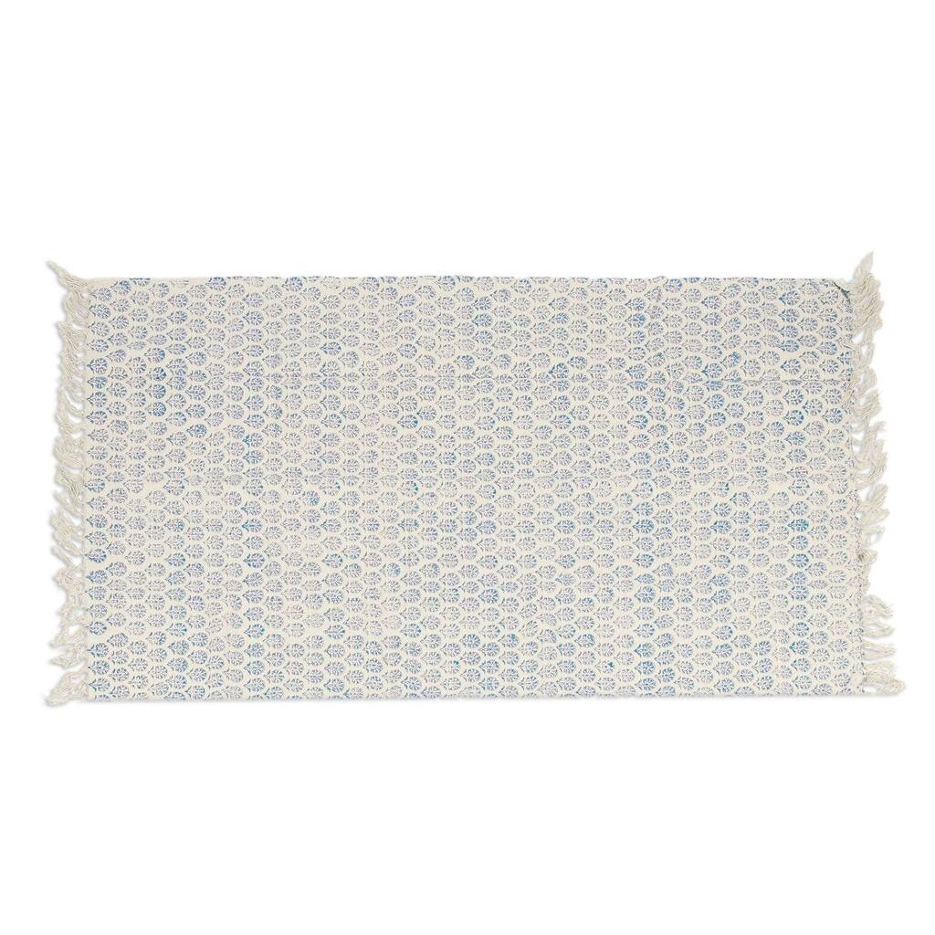 Handmade Block Print Garden Block-Printed Cotton Rug (India) - 3' x 5'