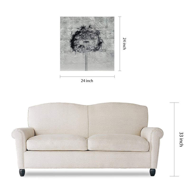 "Dandelion" Wall Art Reverse Print on Tempered Glass & Silver Leaf