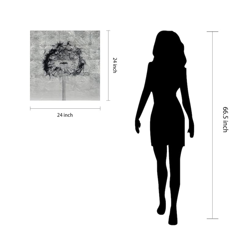 "Dandelion" Wall Art Reverse Print on Tempered Glass & Silver Leaf