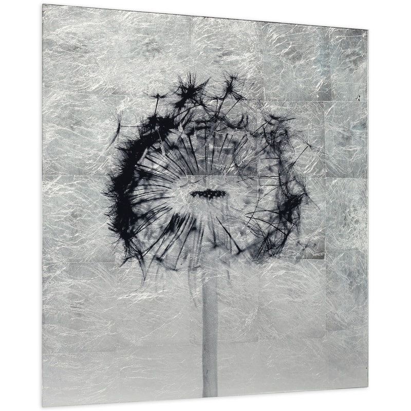 "Dandelion" Wall Art Reverse Print on Tempered Glass & Silver Leaf