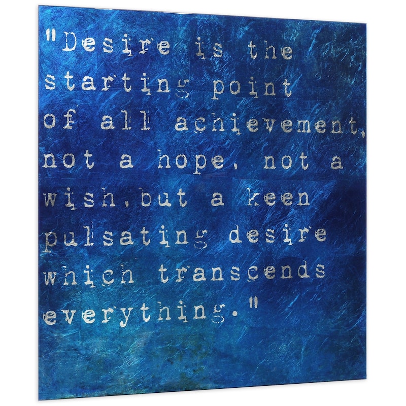"Desire" Words & Quotes Wall Art Print on Tempered Glass & Silver Leaf