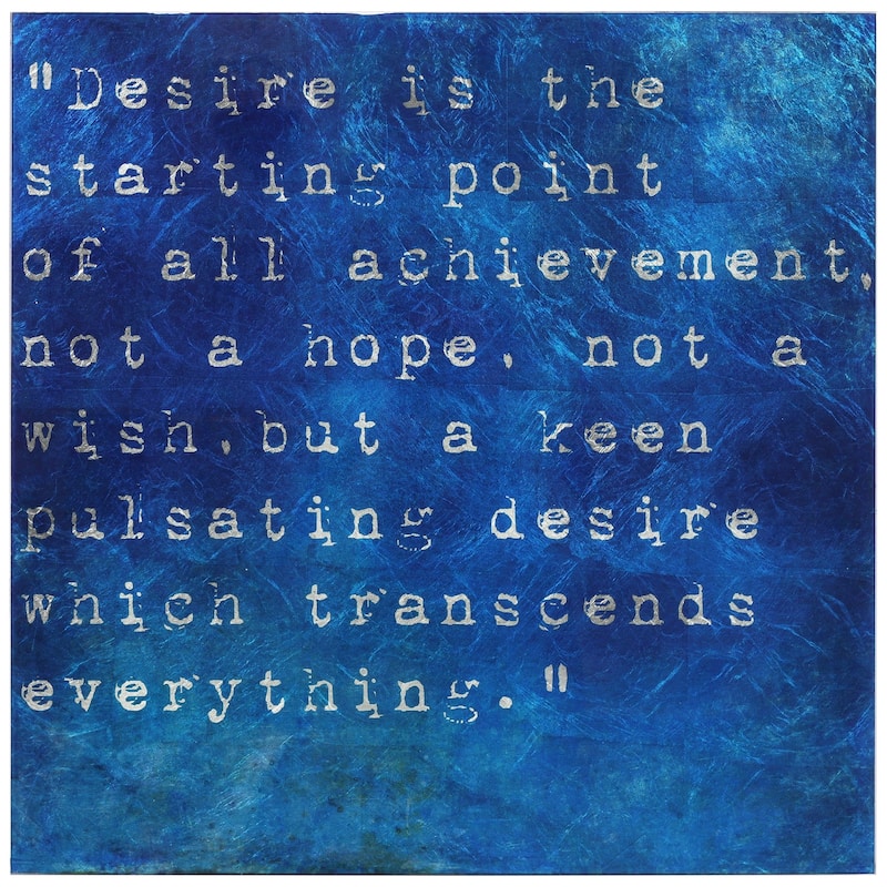 "Desire" Words & Quotes Wall Art Print on Tempered Glass & Silver Leaf