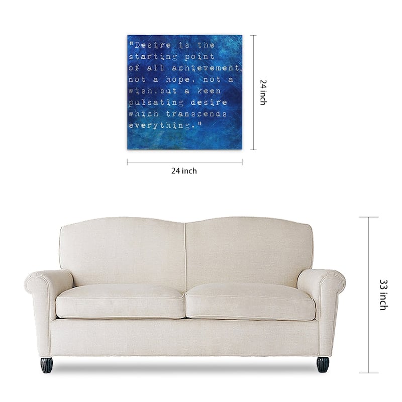 "Desire" Words & Quotes Wall Art Print on Tempered Glass & Silver Leaf