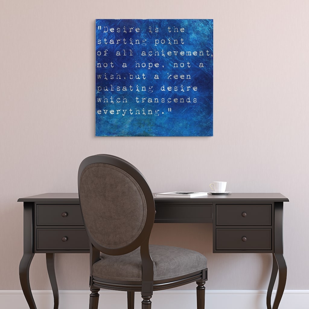 "Desire" Words & Quotes Wall Art Print on Tempered Glass & Silver Leaf