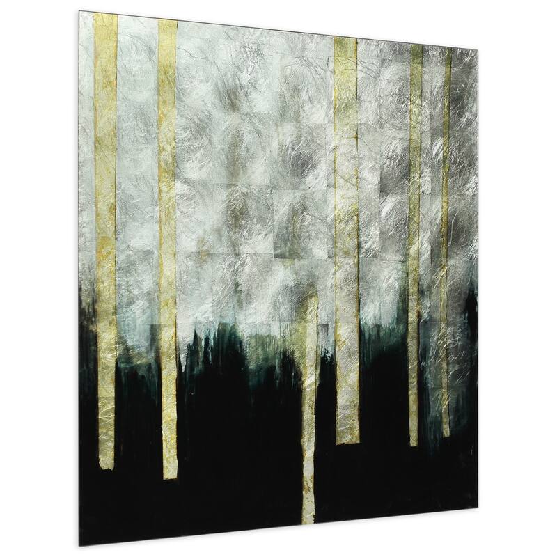 Treeline Abstract Wall Art Printed on Tempered Glass & Silver Leaf