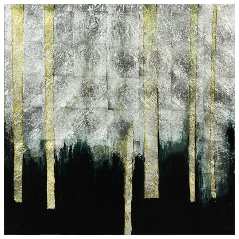 Treeline Abstract Wall Art Printed on Tempered Glass & Silver Leaf