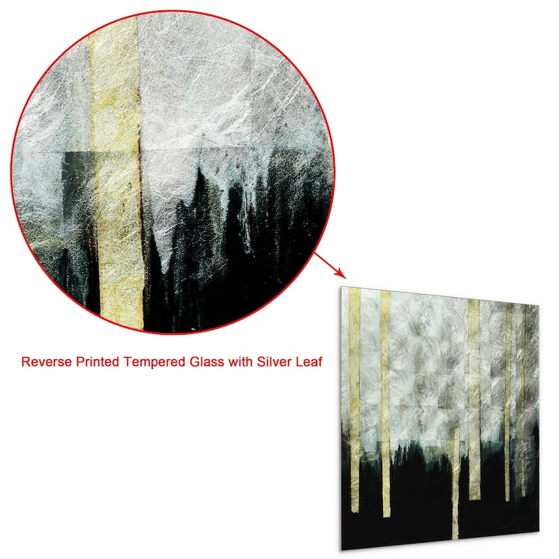 Treeline Abstract Wall Art Printed on Tempered Glass & Silver Leaf