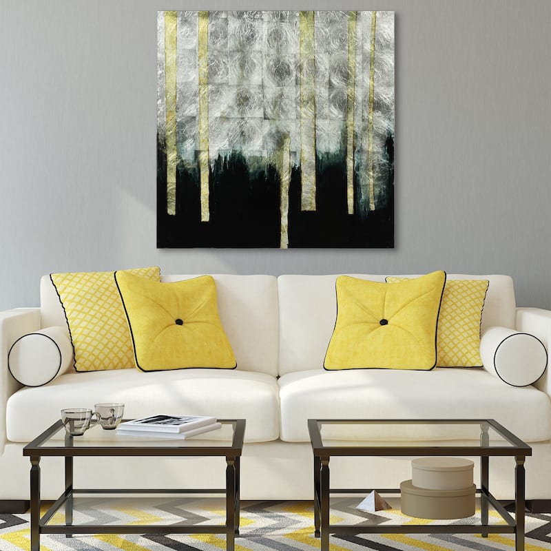 Treeline Abstract Wall Art Printed on Tempered Glass & Silver Leaf