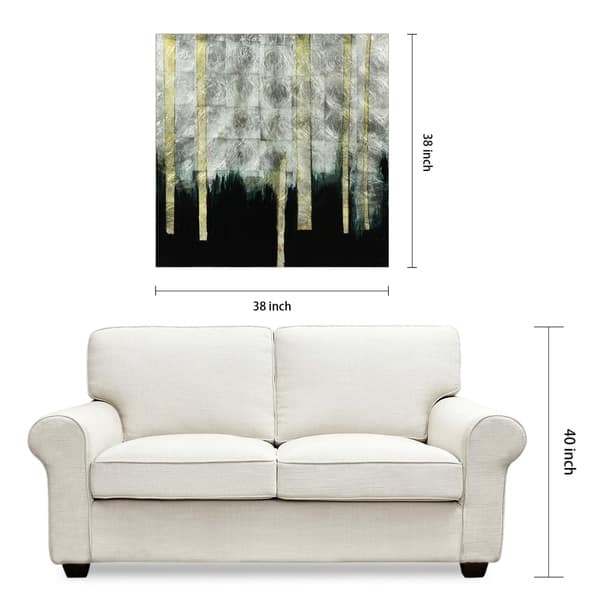 dimension image slide 0 of 2, Treeline Abstract Wall Art Printed on Tempered Glass & Silver Leaf