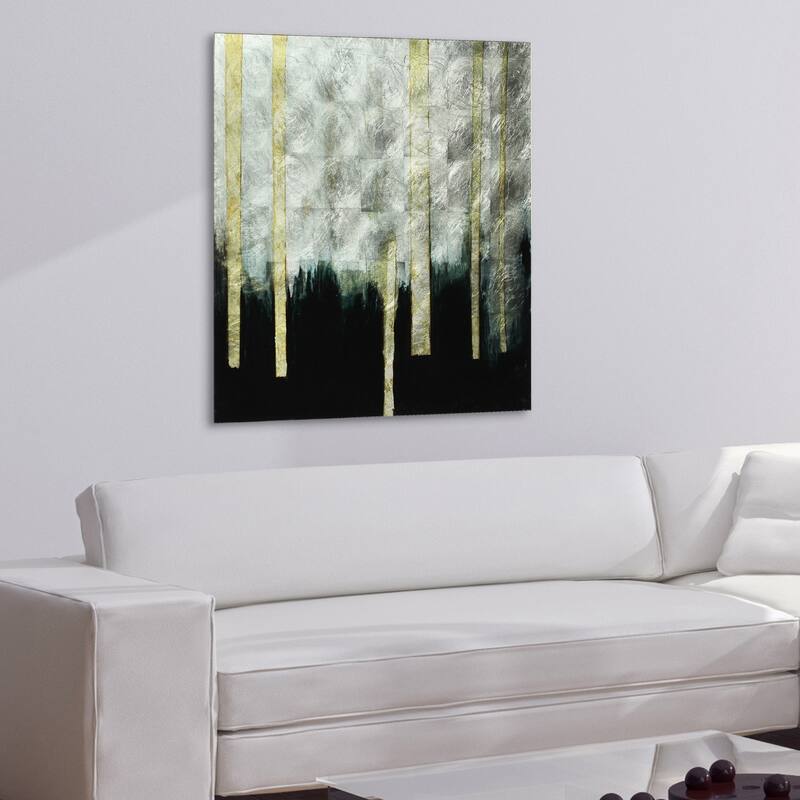 Treeline Abstract Wall Art Printed on Tempered Glass & Silver Leaf