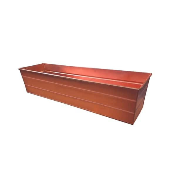 Rectangular Metal Flower Planter Box With Embossed Line Design Small Copper On Sale Overstock 30803317