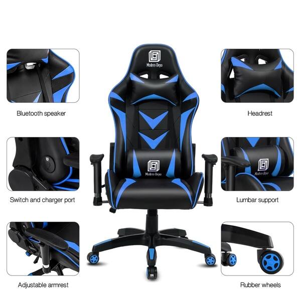 Porch Den Scott Hill Ergonomic Swivel Gaming Chair With Bluetooth Speaker Overstock 30803599