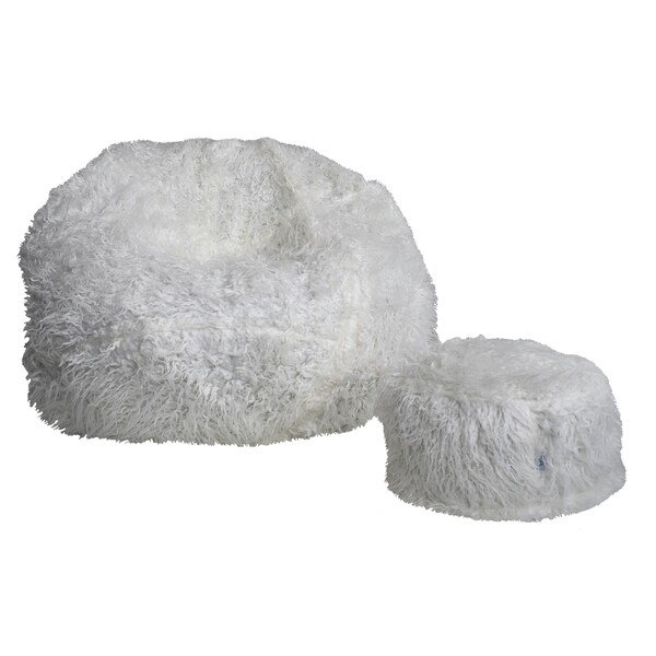 Shop White Faux Fur Fuzzy Nest Round Ottoman - On Sale - Overstock - 30804295