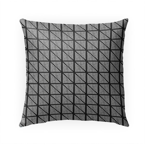 CHECK GEOMETRIC BLOCK PRINT BW Indoor|Outdoor Pillow By Becky Bailey - 18X18