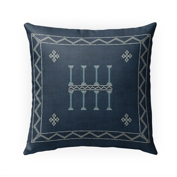 AMULET KILIM NAVY Indoor|Outdoor Pillow By Becky Bailey - 18X18