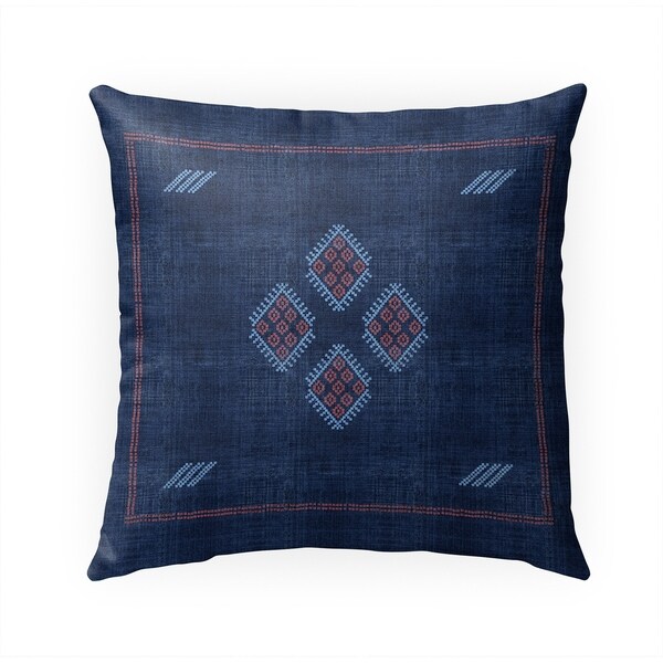 KILIM NAVY Indoor|Outdoor Pillow By Becky Bailey - 18X18