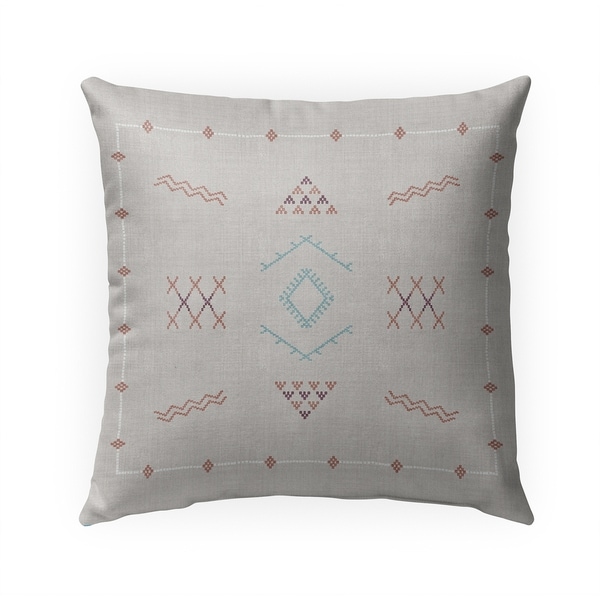 MARRAKESH KILIM LIGHT GREY Indoor|Outdoor Pillow By Becky Bailey - 18X18