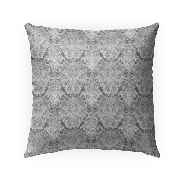 INKBLOT WATERCOLOR DAMASK GREY Indoor|Outdoor Pillow By Becky Bailey - 18X18