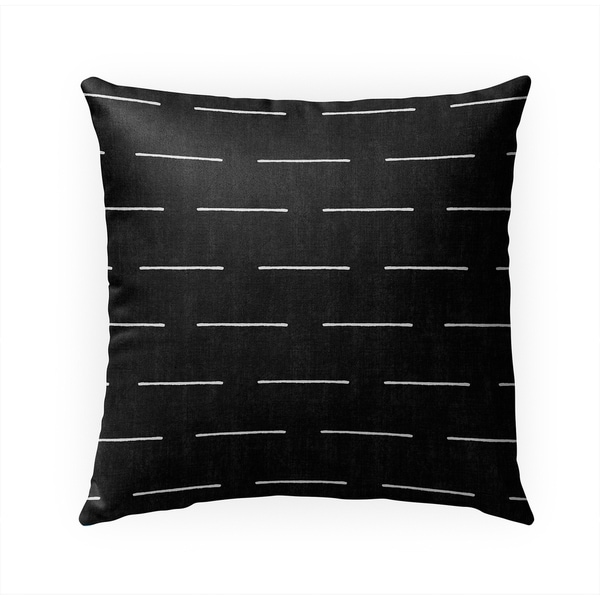 BLOCK PRINT LINES BLACK Indoor|Outdoor Pillow By Becky Bailey - 18X18
