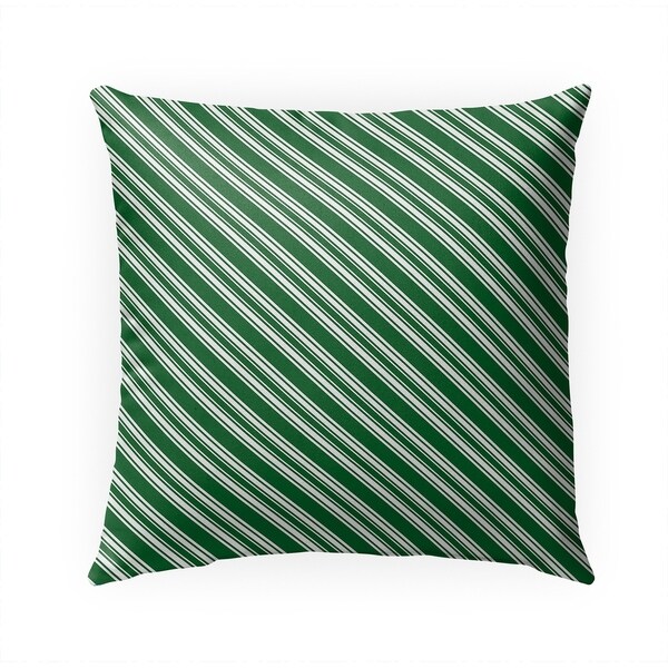 DIAGONAL CANDY STRIPES GREEN Indoor|Outdoor Pillow By Becky Bailey - 18X18