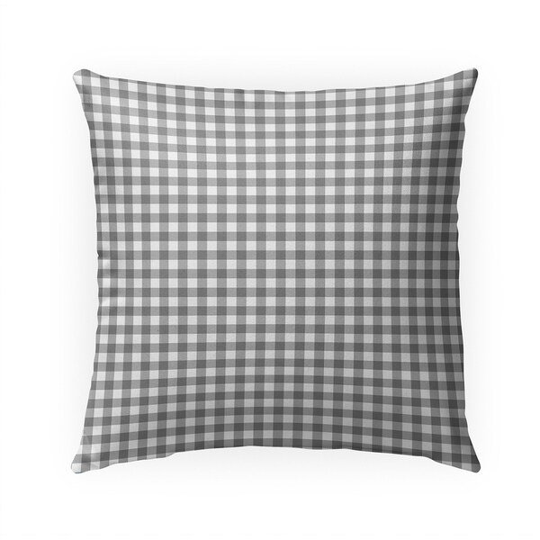 SMALL PLAID GREY Indoor|Outdoor Pillow By Becky Bailey - 18X18