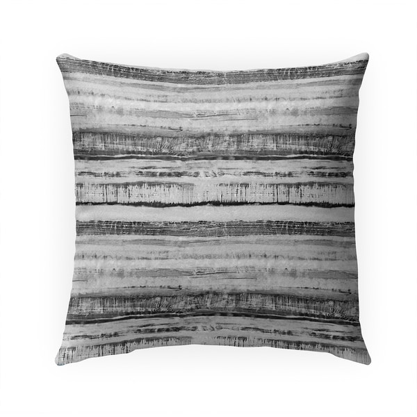 WASHY WATERCOLOR STRIPE B+W Indoor|Outdoor Pillow By Becky Bailey - 18X18