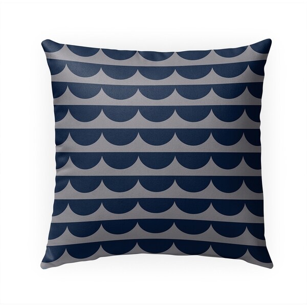 MID CENTURY SCALLOP INDIGO GREY Indoor|Outdoor Pillow By Becky Bailey - 18X18