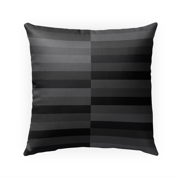 MID CENTURY STRIPE CHARCOAL Indoor|Outdoor Pillow By Becky Bailey - 18X18