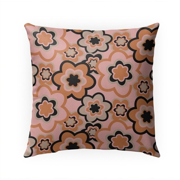 FLORAL BURST ORANGE PINK Indoor|Outdoor Pillow By Becky Bailey - 18X18