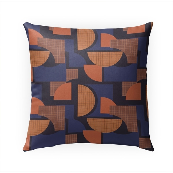 SHAPES BLUE ORANGE Indoor|Outdoor Pillow By Becky Bailey - 18X18