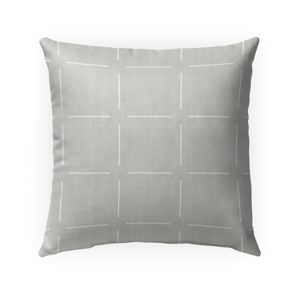 BLOCK PRINT SIMPLE SQUARES GREY Indoor|Outdoor Pillow By Becky Bailey - 18X18