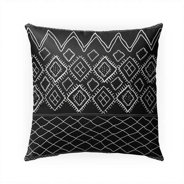 BENI MOROCCAN PRINT BLACK Indoor|Outdoor Pillow By Becky Bailey - 18X18