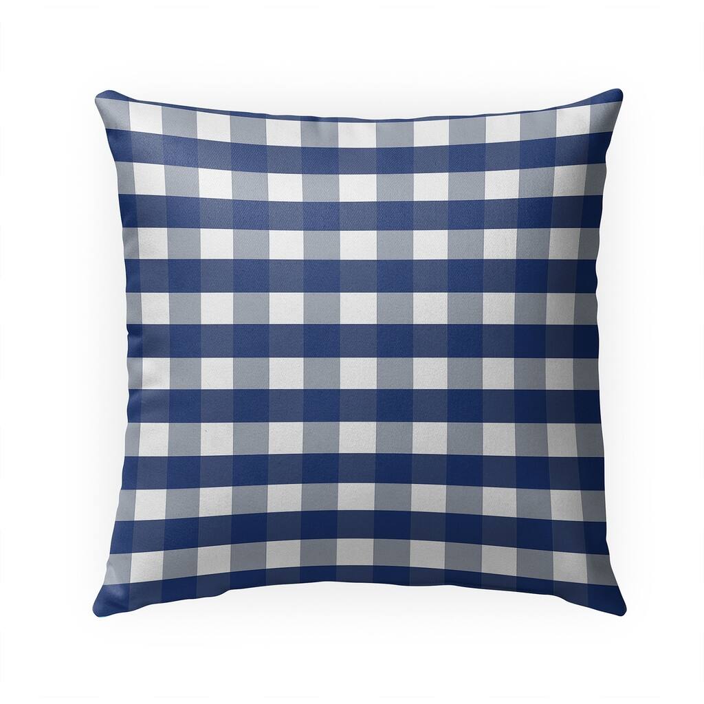 NAVY GINGHAM DREAM Indoor|Outdoor Pillow By Kavka Designs - 18" x 18"