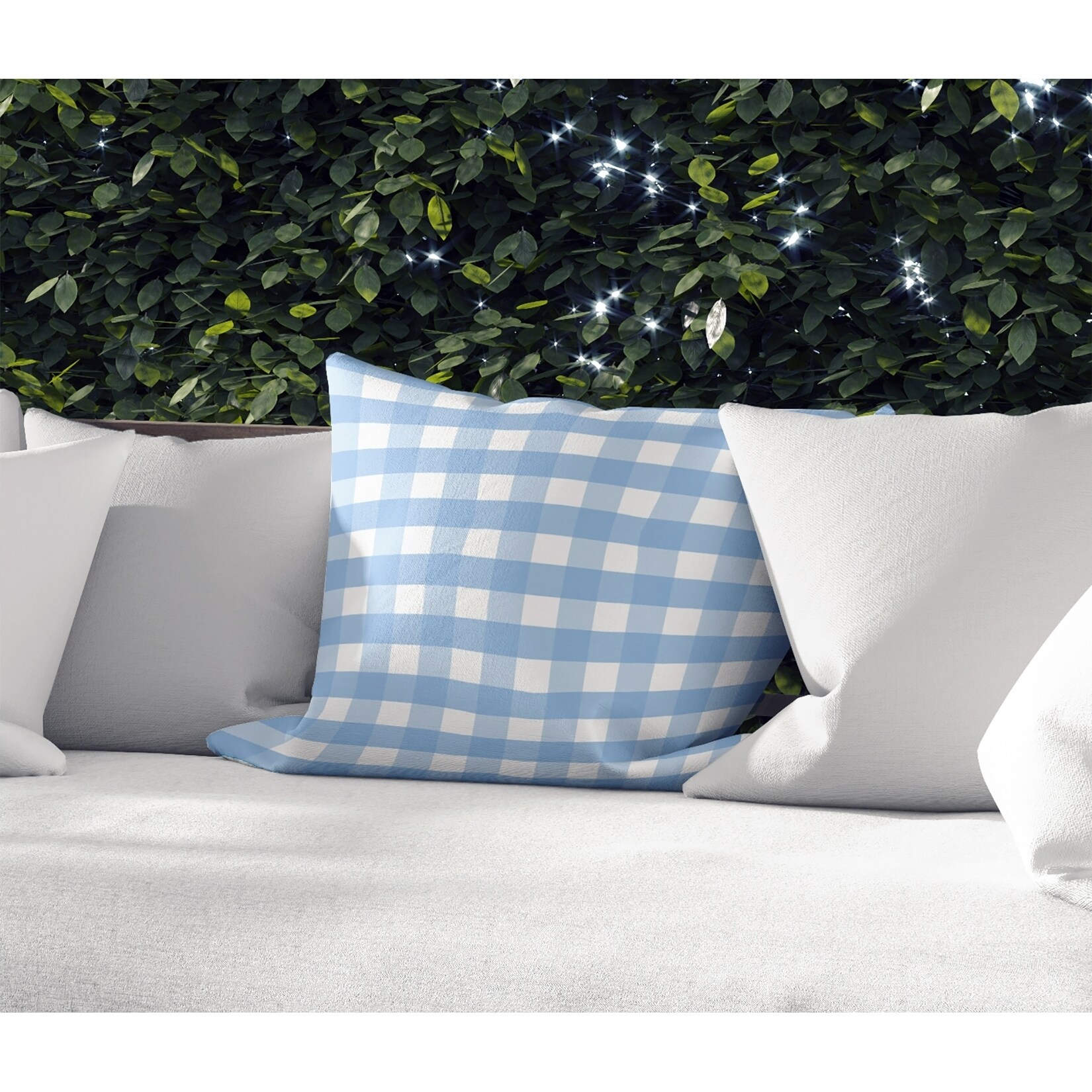 blue gingham throw pillows