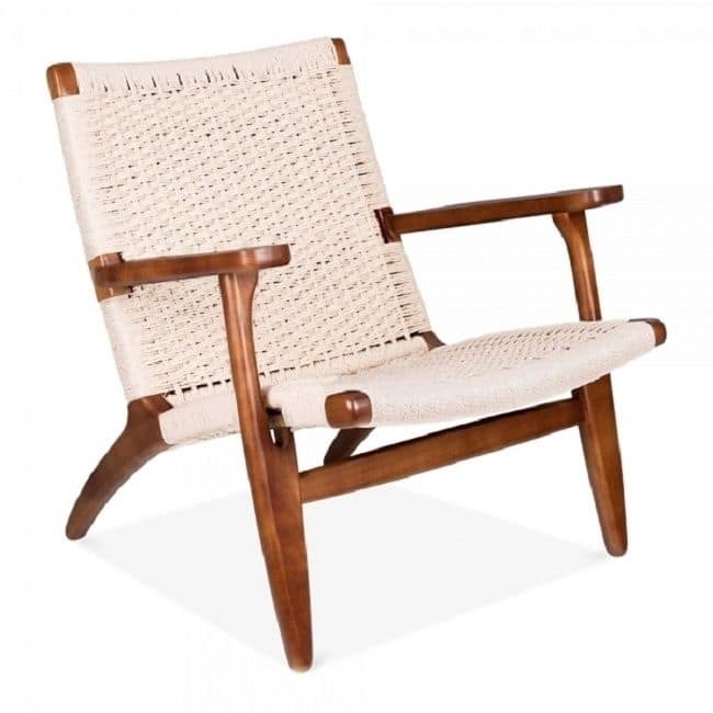 Easy Sungar Ash Chair with Woven Upholstery - walnut