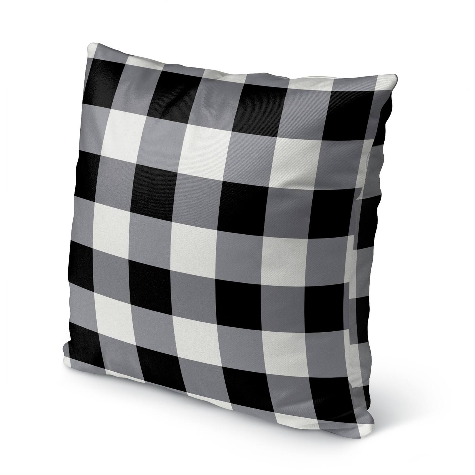 HOLIDAY BLACK AND WHITE PLAID IndoorOutdoor Pillow By Kavka Designs