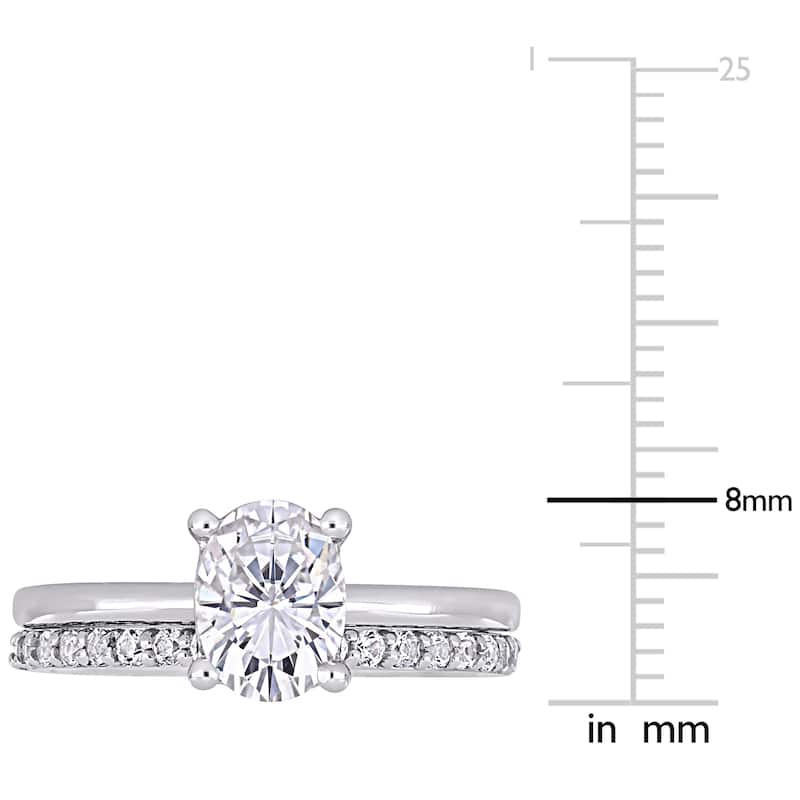 Miadora 10k White Gold Created White Sapphire Solitaire Wedding Ring Set