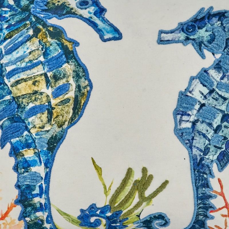 Throw Pillow With Sea Horses Design