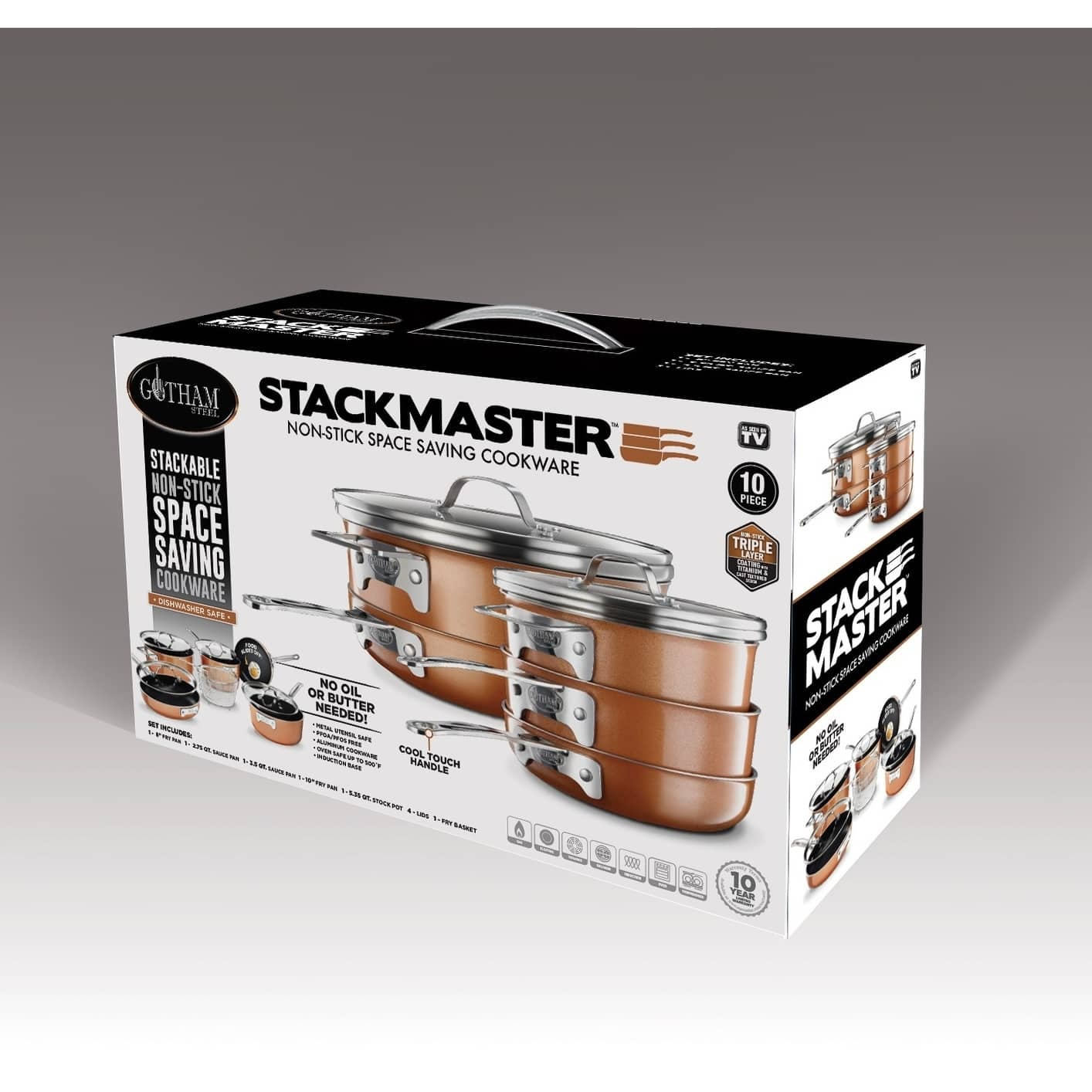 Gotham Steel Stackmaster 10-pc. Non-stick Cast Texture Cookware Set ...