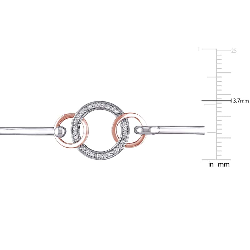 Miadora Rose and White Plated Sterling Silver 1/10ct TDW Diamond Interlocking Circle Bangle Bracelet