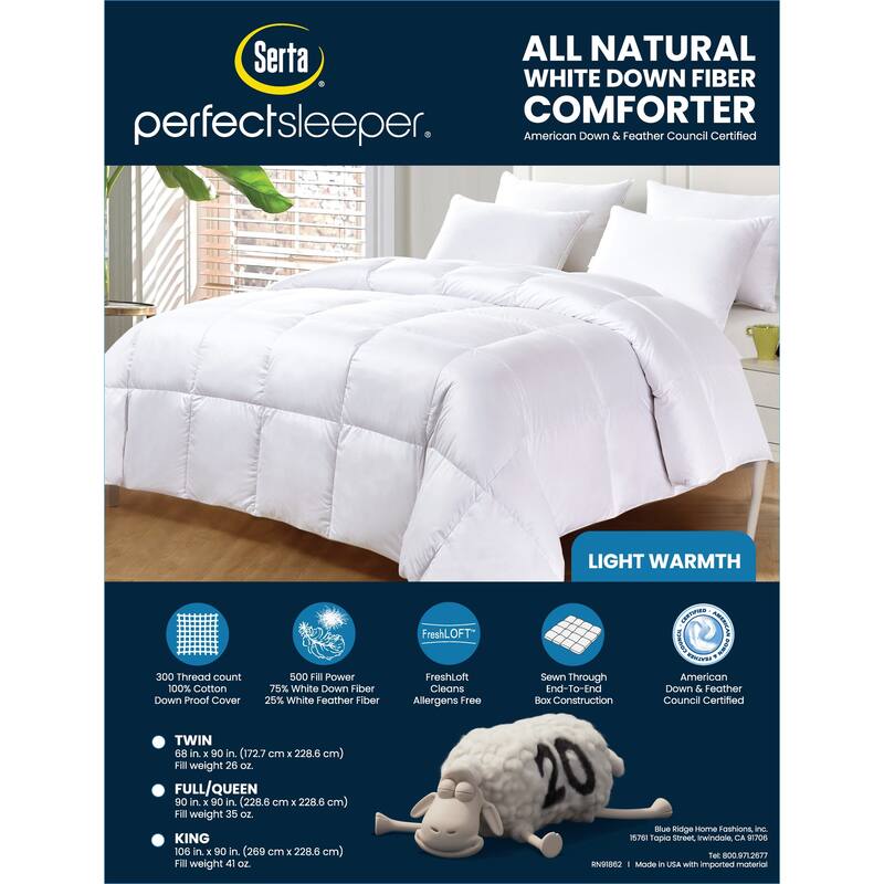 Serta 300 Thread Count White Down Fiber Comforter