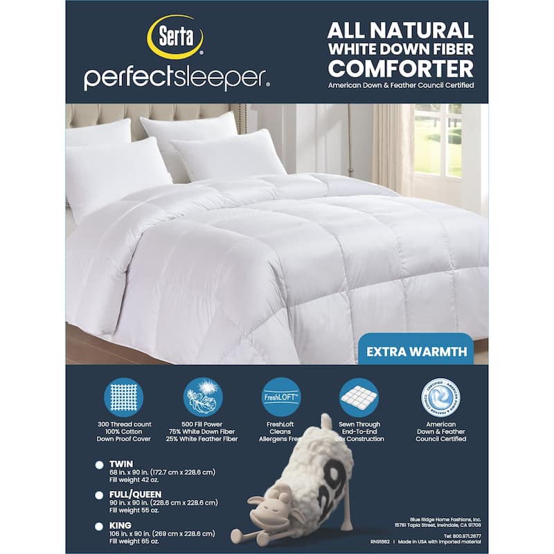 Serta 300 Thread Count White Down Fiber Comforter